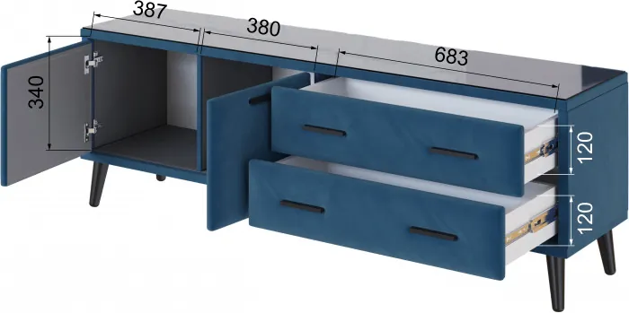 Тумба ТВ интерьерная Виго 1.6, атлантида