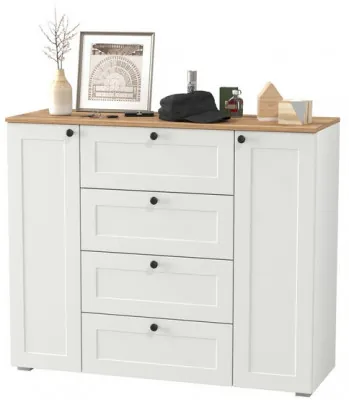 Остин 16.221 Комод, цвет белый шагрень/дуб крафт золотой, ШхГхВ 120х41,9х99,3 см.