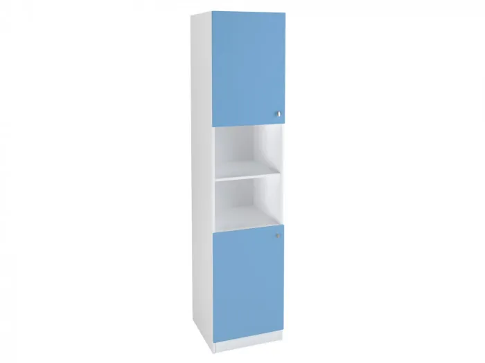 Шкаф-пенал закрытый 2/3 Белый/Голубой