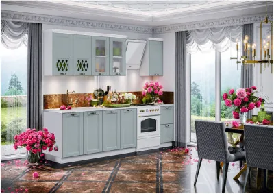 Кухня МДФ 2000 Милано Компоновка №2 (Шарли бриз, Белый)