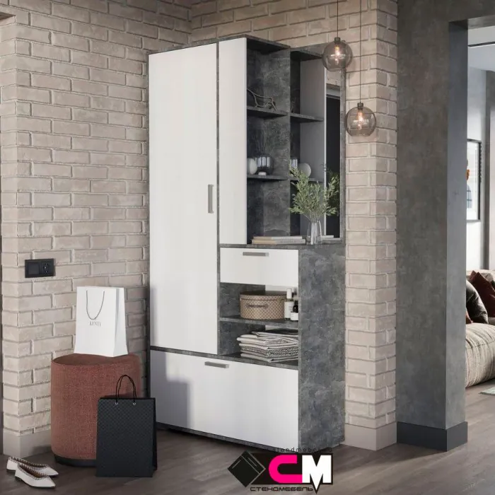 Денвер прихожая (1000х1950х354) ателье светлое/белый