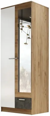 Адель Шкаф 0,8 платяной, вотан/Белый глянец