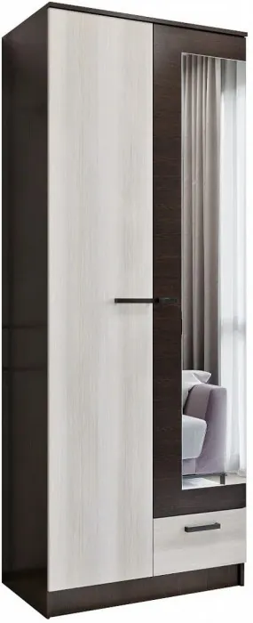Адель Шкаф 0,8 платяной, вотан/Белый глянец