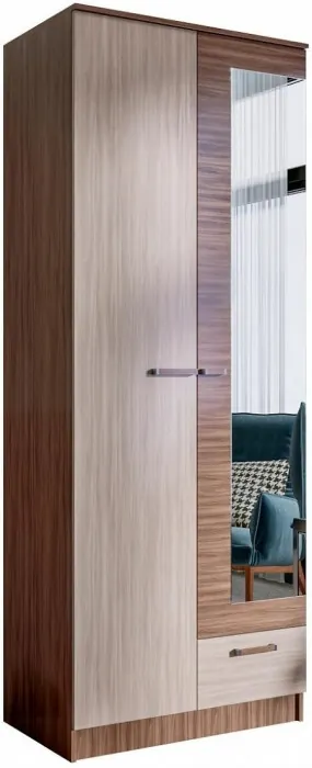 Адель Шкаф 0,8 платяной, вотан/Белый глянец