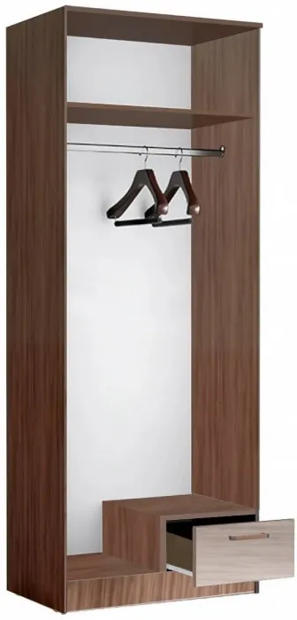 Адель Шкаф 0,8 платяной, вотан/Белый глянец