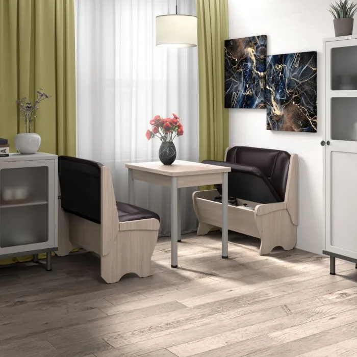 Кухонный набор скамья 950 Лотос - стол Ирис / ясень светлый/умбер