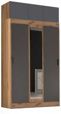 Бася Шкаф-купе с антресолью (Дуб крафт/ Графит)