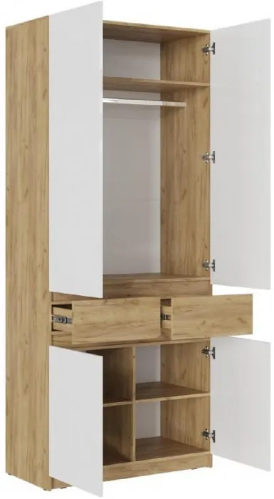 Шкаф двухстворчатый (Крафт белый, Графит)