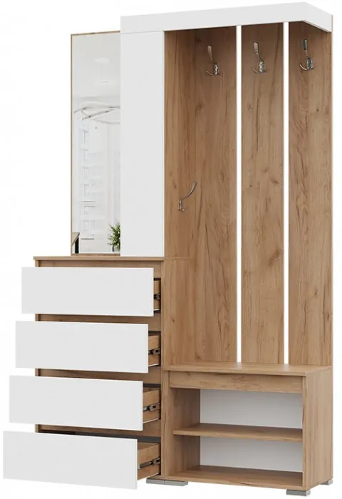 Хелен ПР-01 (Хельга) прихожая дуб крафт золотой/белый