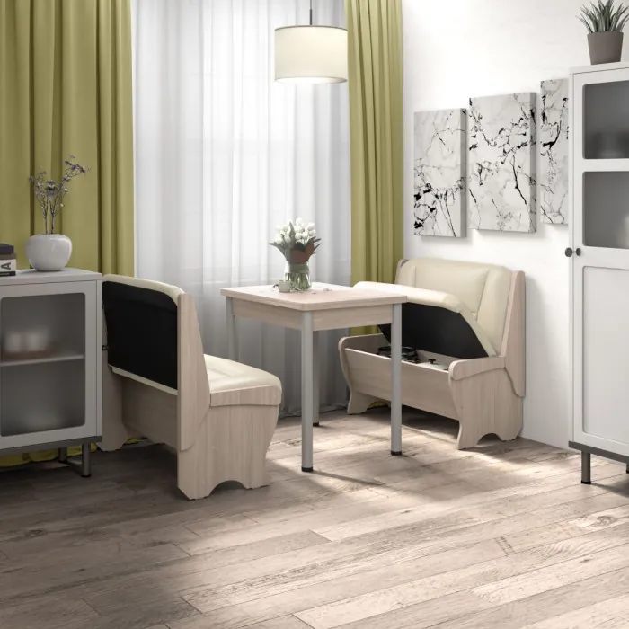 Кухонный набор скамья 950 Лотос - стол Ирис / ясень светлый/крем