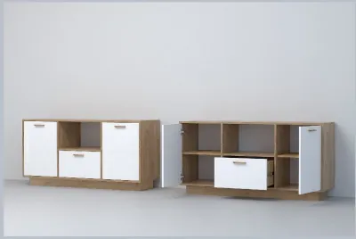 Эго Тумба Т-2 ПД (Глянец Белый/Дуб Крафт Золотой)