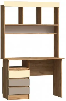 Челси Цвет Стол письменный + Надстройка (Слоновая кость/Глиняный серый/Дуб крафт)