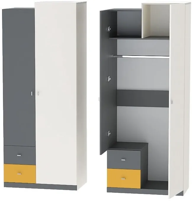 Клео ШК-1 Шкаф (Графит/Миндаль/Океан)