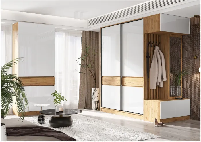 Модульная прихожая Роджинамиф, комп.4 (Графит, Крафт золотой)