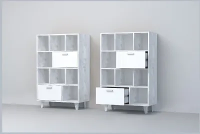 Эго Комод К-1 НГ (Глянец Белый/Бетон Светлый)