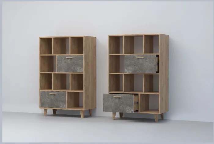 Эго Комод К-1 НГ (Глянец Белый/Бетон Светлый)