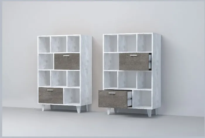 Эго Комод К-1 НГ (Глянец Белый/Бетон Светлый)