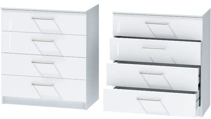 Комод №1 "Иннэс-7", Белый/Белый глянец