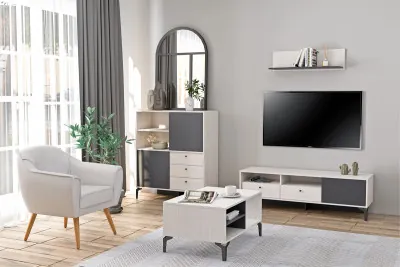 Модульная Гостиная Лион, набор 11, Ясень анкор светлый/Графит