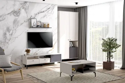 Модульная Гостиная Лион, набор 12, Ясень анкор светлый/Графит