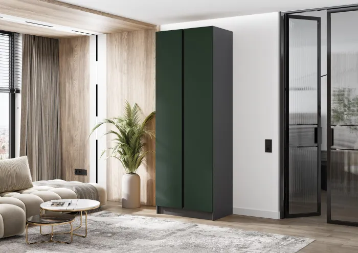 Келвин Шкаф 2-х створчатый 800, Графит/Изумрудный