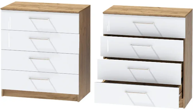 Комод №1 "Иннэс-7", Крафт золотой/Белый глянец