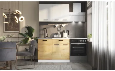 Кухня ЛДСП Хозяюшка 1100, Вотан/Белый глянец