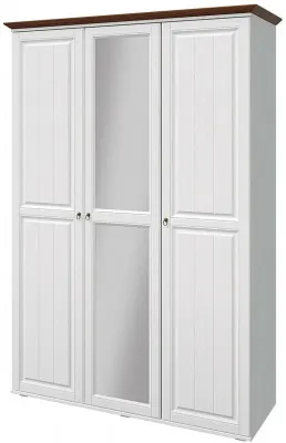 Валенсия Шкаф 3-х створчатый (Белый матовый / Орех)