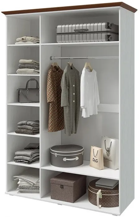 Валенсия Шкаф 3-х створчатый (Белый матовый / Орех)