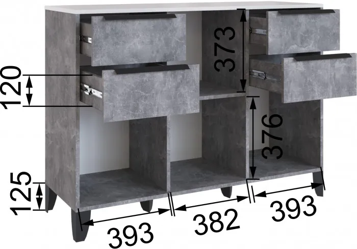 Малави Комод МК ателье светлое/белый глянец