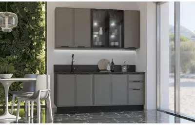 Кухня МДФ 2000/900 Николь (Холст вулканический, Графит)