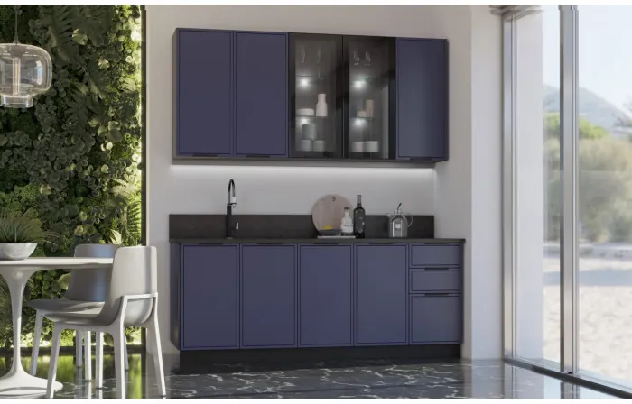 Кухня МДФ 2000/900 Николь (Холст вулканический, Графит)