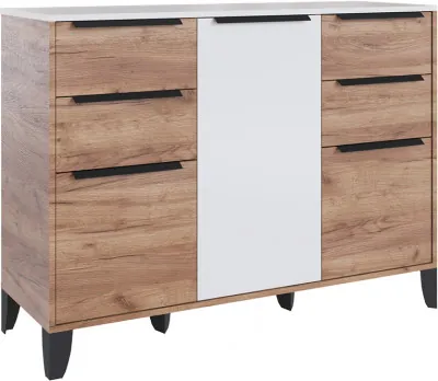 Малави Комод МК дуб крафт табачный/белый глянец