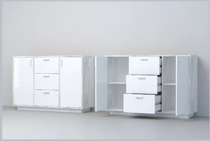 Эго Комод К-2 ПД (Глянец Белый/Дуб Крафт Золотой)