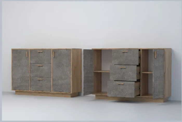 Эго Комод К-2 ПД (Глянец Белый/Дуб Крафт Золотой)