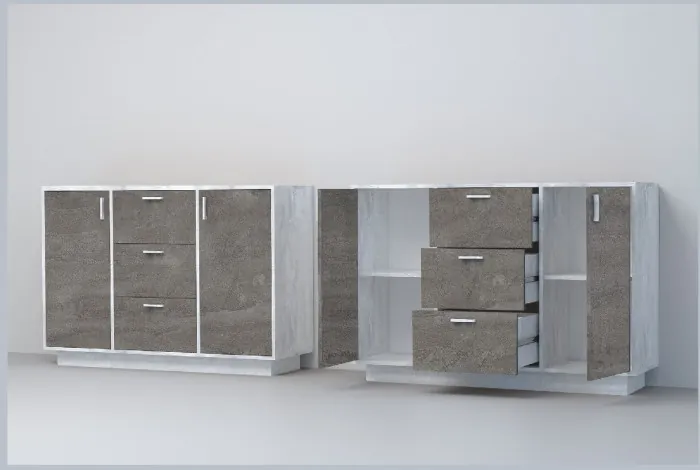 Эго Комод К-2 ПД (Глянец Белый/Дуб Крафт Золотой)