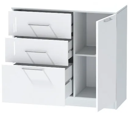 Комод №2 "Иннэс-7", Белый/Белый глянец