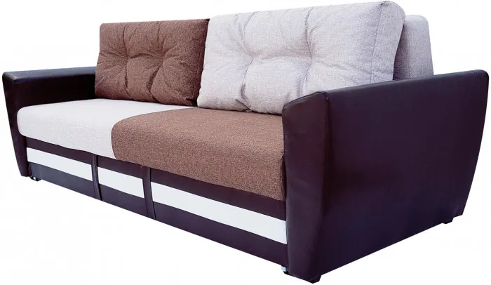 Диван-еврокнижка Амстердам, 150х195, пружинный блок, рогожка/экокожа, комби