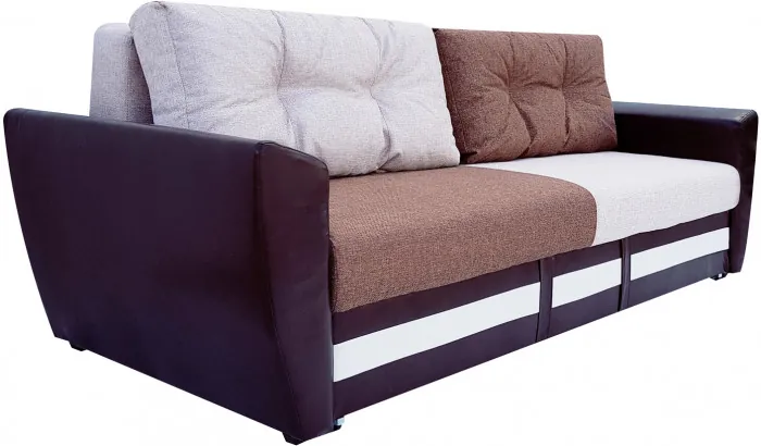 Диван-еврокнижка Амстердам, 150х195, пружинный блок, рогожка/экокожа, комби