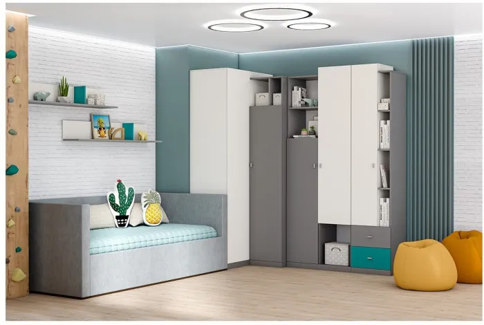 Модульная детская Клео набор 5 (Графит/Миндаль/Солнечный)