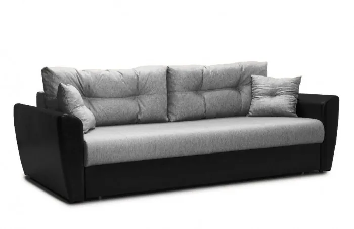 Диван-еврокнижка Амстердам, 150х195, пружинный блок, рогожка/экокожа, серый