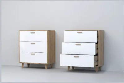 Эго Комод К-3 НГ (Глянец Белый/Дуб Крафт Золотой)