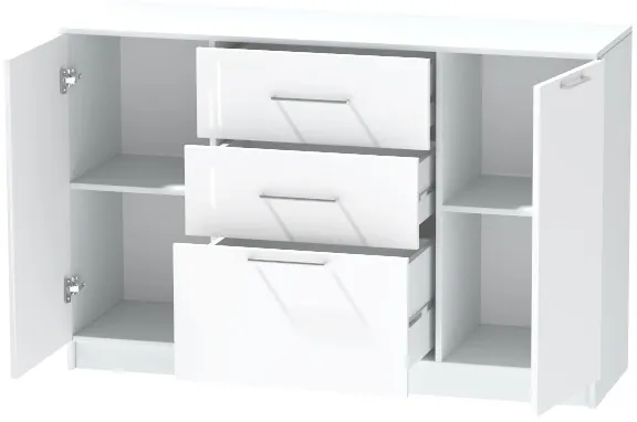 Комод №3 "Иннэс-7", Белый/Белый глянец