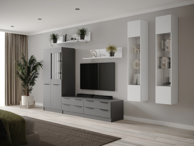 Набор мебели для гостиной "Мадрид", Белый/Графит серый