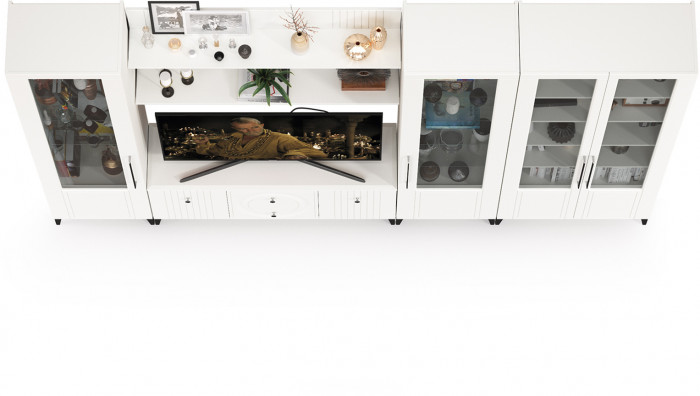 Валенсия Гостиная № 071, ЛДСП белый шагрень/МДФ белый шагрень