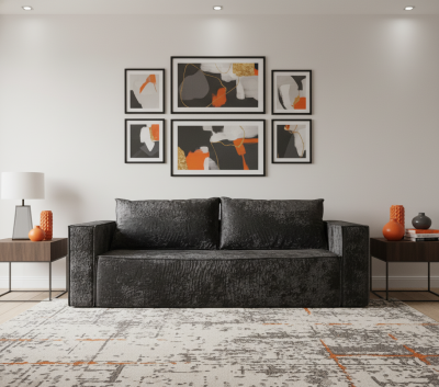 Диван-еврокнижка Лофт Люкс Плюш, 140х195, черный