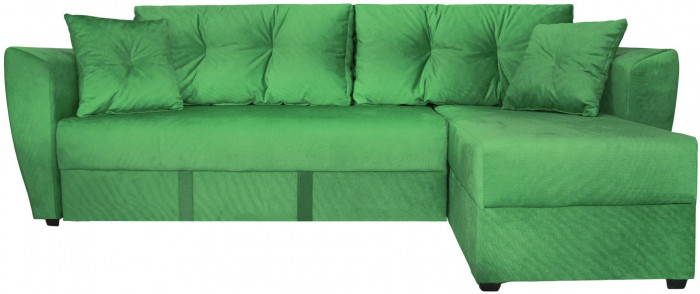 Диван-кровать угловой Амстердам Люкс, 150х200, еврокнижка, велюр, зеленый