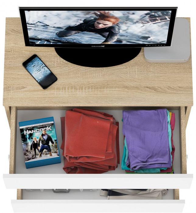 Мори Комод МК800.1, цвет дуб сонома/белый, ШхГхВ 80,4х41х73 см.