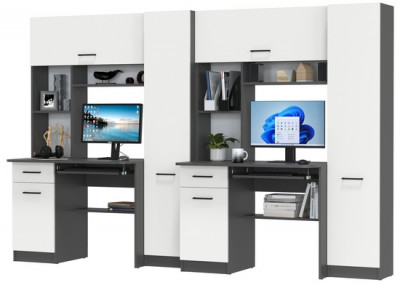 Два стола рабочих 6-0603Мграф/бел Альфа, цвет графит/белый, ШхГхВ 274х61х181 см., универсальная сборка