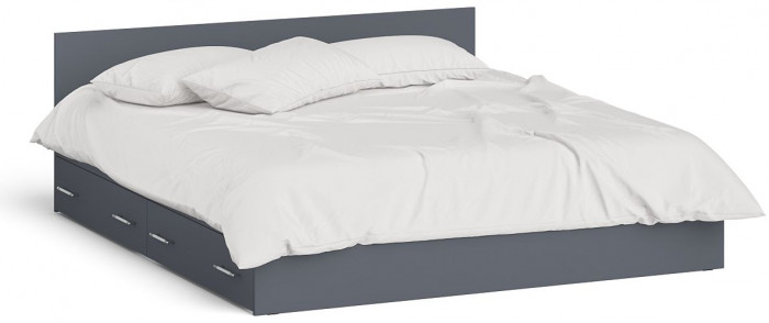 Мори Кровать с ящиками 1800, цвет графит, ШхГхВ 183,5х203,5х70 см., сп.м. 1800х2000 мм., без матраса, основание есть